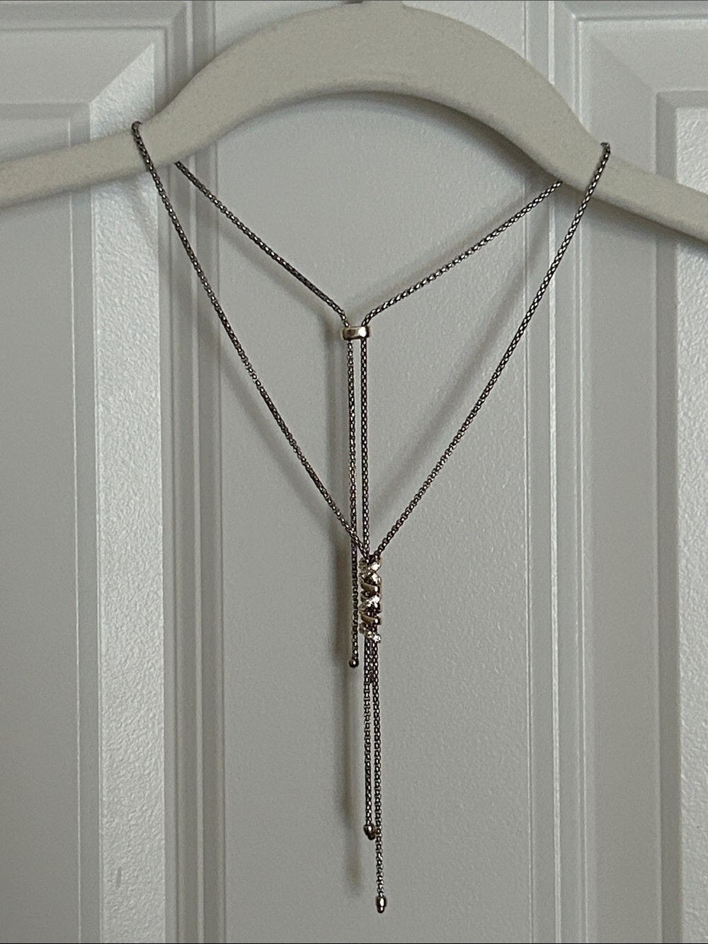 Elegant Silver Layered Y-Style Pendant Necklace Adjustable Length Women's Jewelr